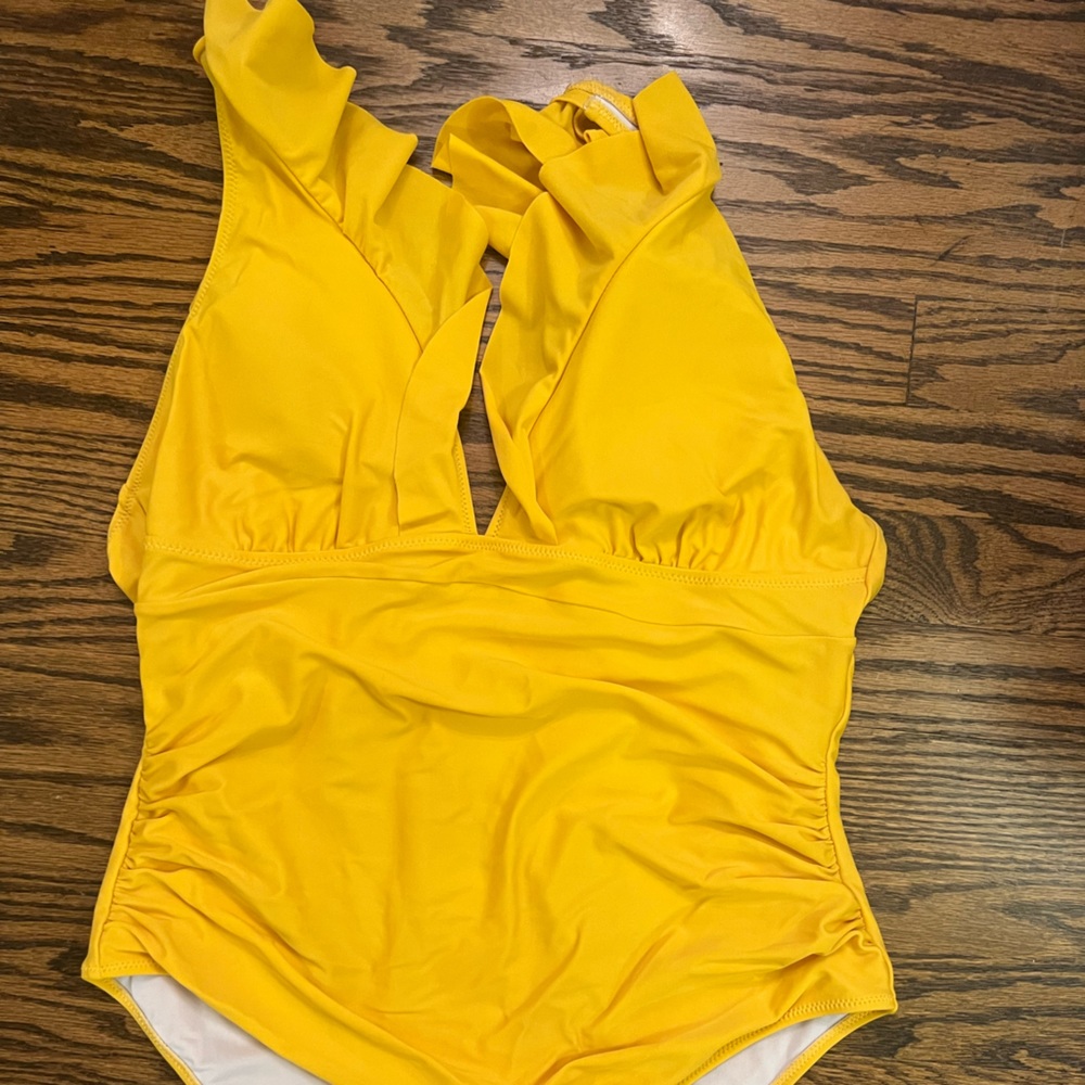 yellow ruffle cupshe swimsuit